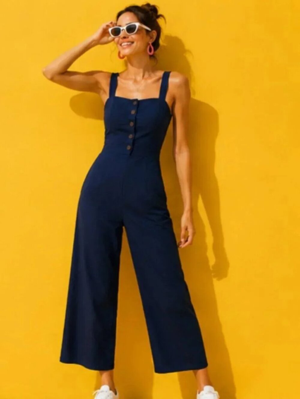 STAUD Boats At The Dock Button Up Deep Blue Jumpsuit - Picture 6 of 10